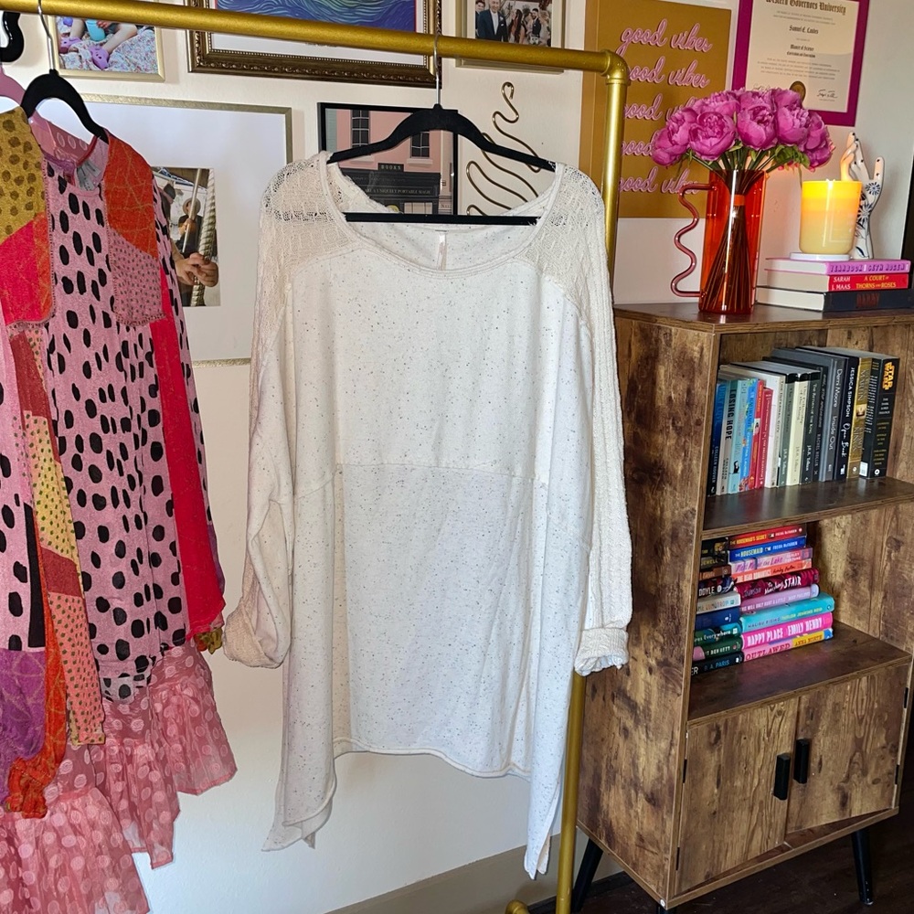 Free People Ivory Oversized Boho Tunic Pullover - Picture 12 of 13